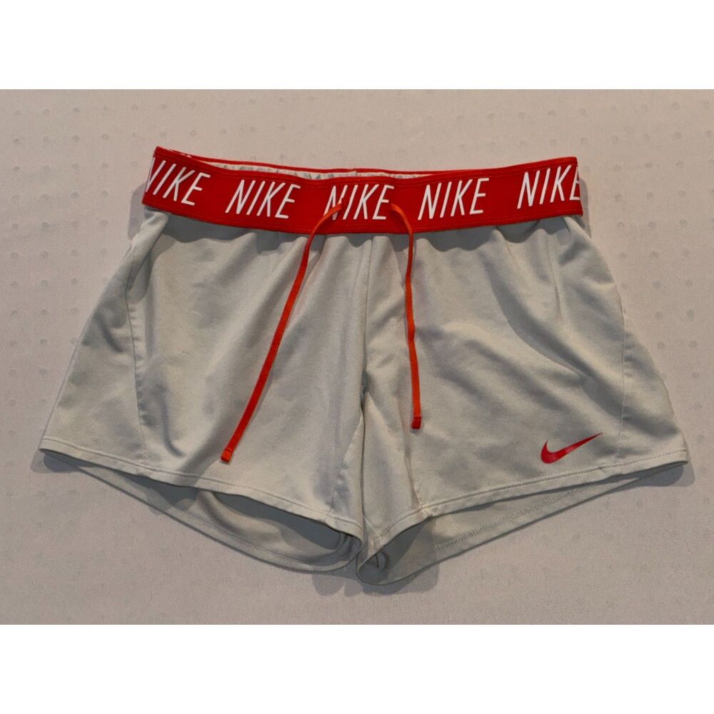 Nike Dri-Fit Light Gray Running Short | Deep Salmon Logo Waistband | Size Small